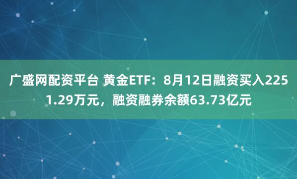 广盛网配资平台 黄金ETF：8月12日融资买入2251.29万元，融资融券余额63.73亿元